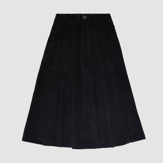 THE SISSINGHURST SKIRT - BLACK SEERSUCKER CORD