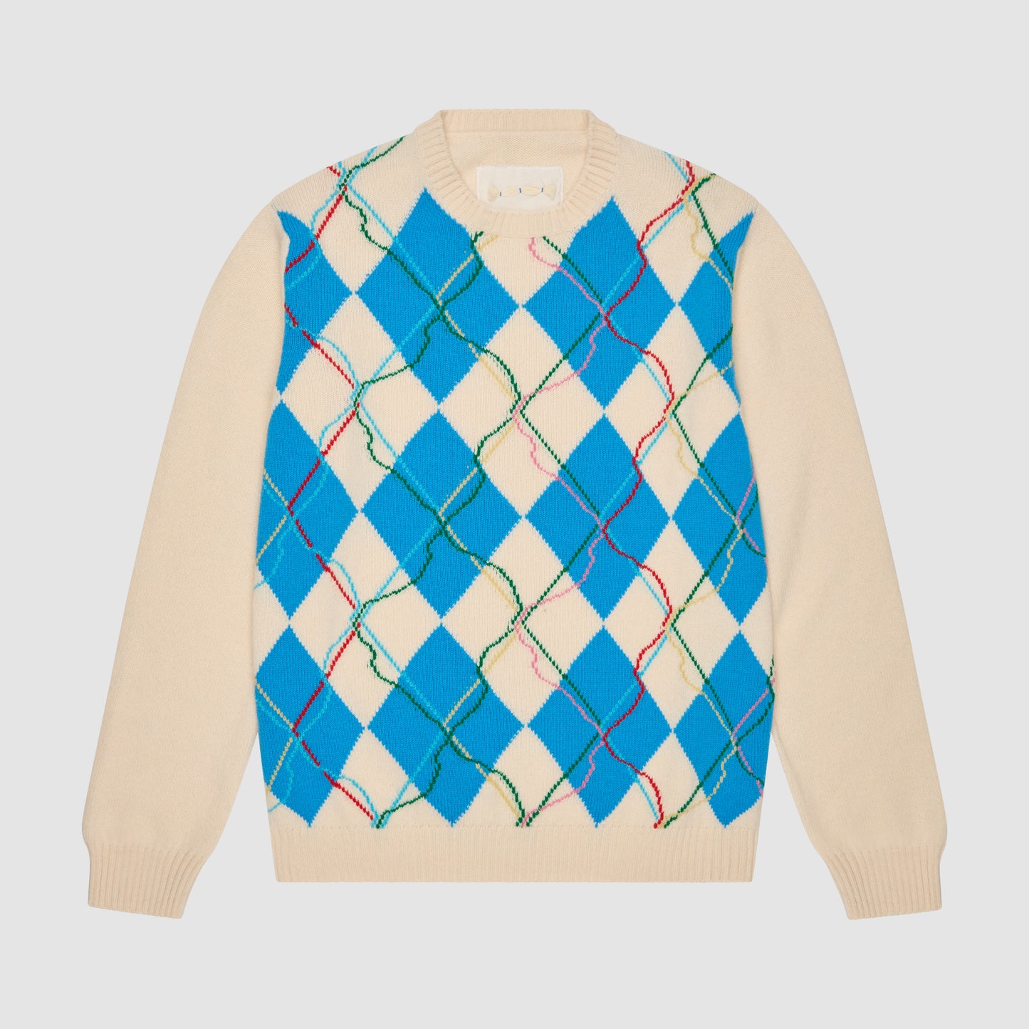 WILD GARDEN ARGYLE KNITTED JUMPER - WHITE